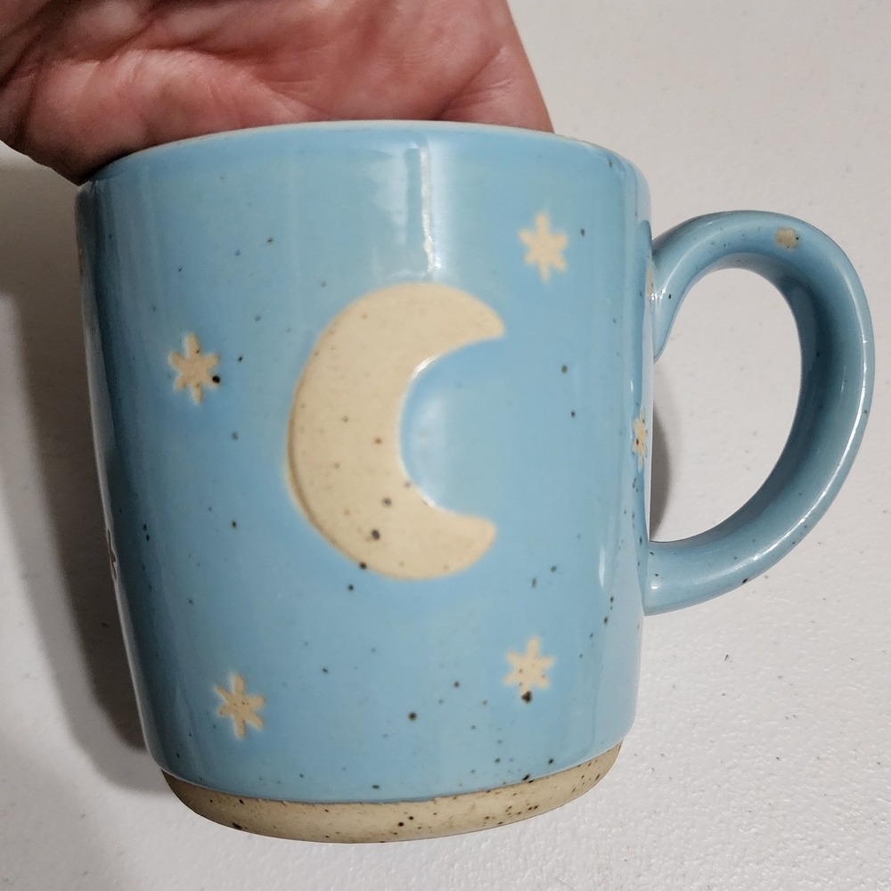 Blue Celestial mug Moon and Stars Speckled Ceramic Coffee Eccolo World Traveler